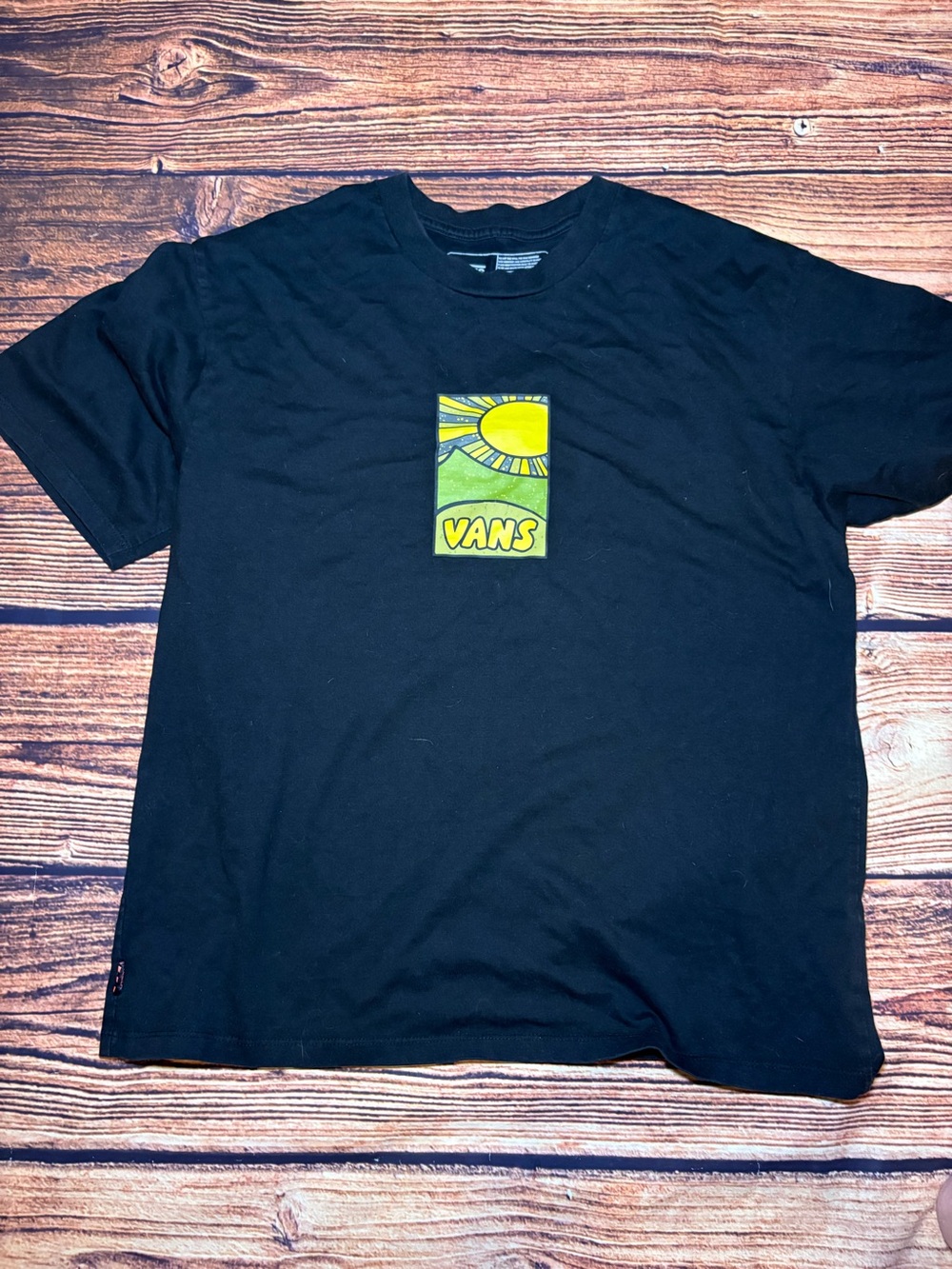 Vans Black Tee with White Label Print
